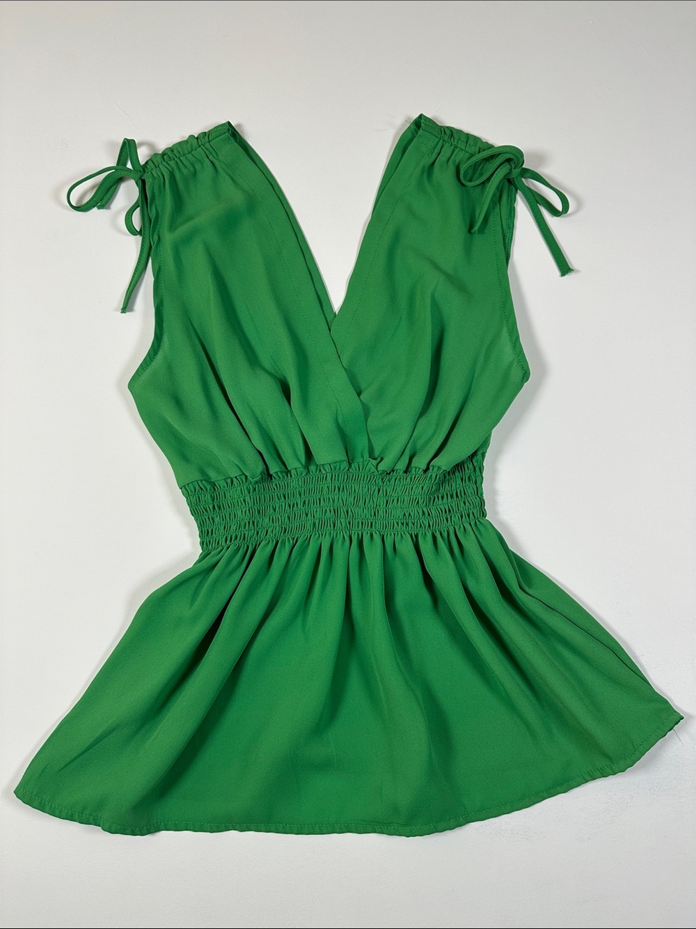 Jon & Anna Emerald Green V-Neck Tie Strap Top